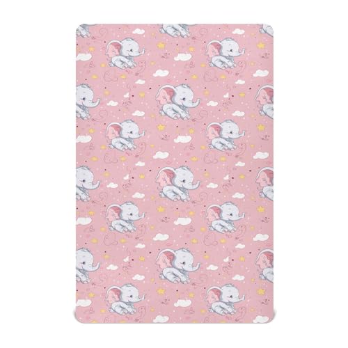 Etherspher Elefant Rosa Kinderbett Spannbetttuch 132x71