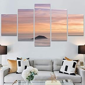 SIGNWIN 5 Panel Canvas Wall Art Coastal Orange...