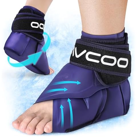 AVCOO Ankle Ice Pack Wrap for Swelling, Foot Pain Relief, Reusable Gel Ice Packs for Injuries, Crossing Straps for Full Coverage, Cold Therapy for Plantar Fasciitis, Achilles Tendonitis, Sprain Ankles Cover