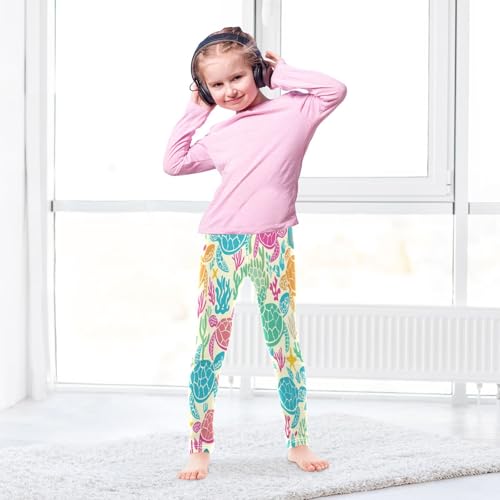 Toddler Girls Leggings Printed Yoga Pants Leggings Yellow Pink Turtles for Kids4
