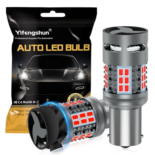 NHHEO Bombilla LED P21W 1156 BA15S Roja Sin Errores CANBUS 4000LM Anti-Hiper Flash Resistencia Súper Brillante con Ventilador 7506 1003 1141 1156A para Luces de Freno Intermitentes (2PCS)