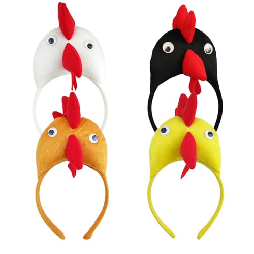 DVOFU Lot de 4 bandeaux multicolores en peluche en forme de coq pour déguisement de Pâques, décoration de fête pour adultes et enfants