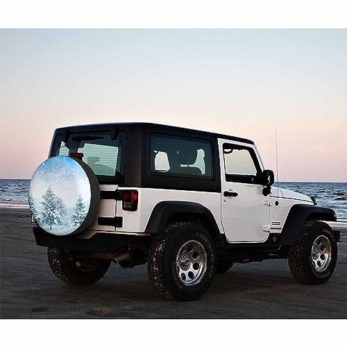Image of Winter Snow Spare Tire Cover White Frost Covered Fir Trees Nature Wonderland Weatherproof Universal Wheel Protectors Camper Tire Covers for Trailer Rv Travel(17 inch)
