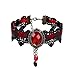Eternity J. Retro Handmade Craft Lace Royal Court Vampire Choker Gothic Necklace Red Pendant Chain