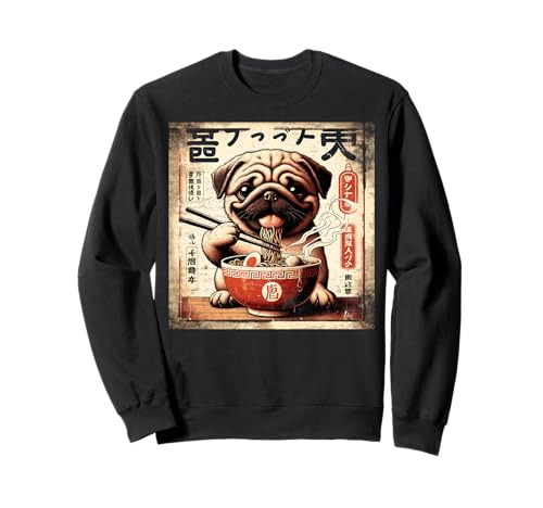 Asian Graphics, Ramen Pug Dog Anime Vintage Japanese Poster �g���[�i�[