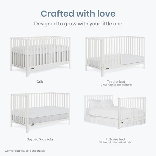 Image of Dream On Me Synergy Wave 5-in-1 Convertible Full Size Baby Crib, Cream