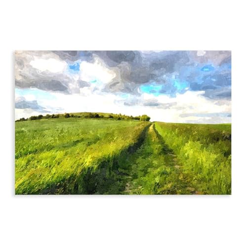 Póster sobre lienzo, diseño de campo de verano, decoración de pared, para sala de estar, dormitorio, decoración, sin marco, 50 x 75 cm
