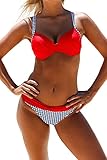 BLENCOT Beach Bikini Frau Low Waist Bikini Frau Hellblau Bikini Frau Badeanzug Sexy Frau Bikini Design Geknotet Hot Hellblau Bikini Frau Bandeau Bikini 2 Stück Frau XXL Rot