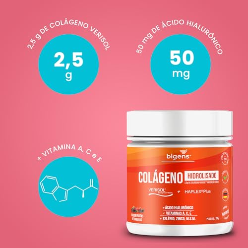 Colágeno Hidrolisado Verisol + Haplex Plus com Ácido Hialurônico e Vitaminas A, C, E, Selênio, 150 g