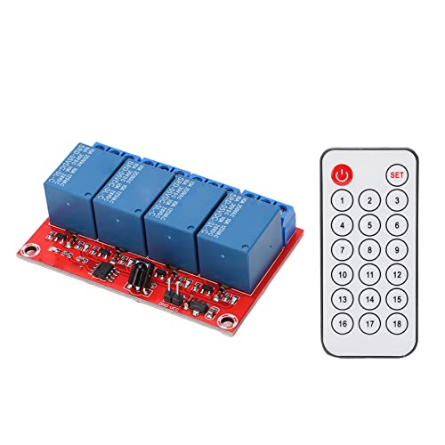 4 Channel Relay Module Kit, Labor Saving Compact Size 4 Channel Relay Module Receiver Set Multiple Buttons With Internal Battery For Circuit 5V #TOP24