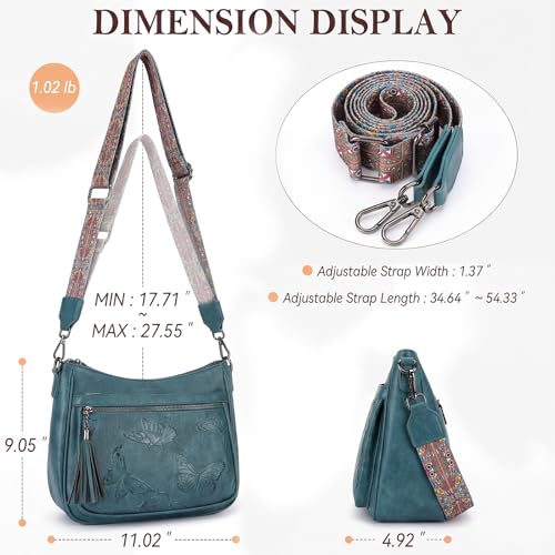 Image of BELTANA Crossbody Bags for Women Trendy Vegan Leather Hobo Purses Medium Butterfly Cross Body Purse with Wide Strap | Adjustable Strap