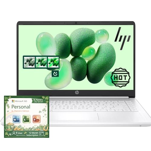 HP Home and Student Essential Laptop with Microsoft 365-1.1TB Storage - Intel Inside | Anti-Glare Display, 64GB SSD and 1TB Cloud Storage, 2-Cores CPU, Fast Charge and 12hrs Battery, no Mouse