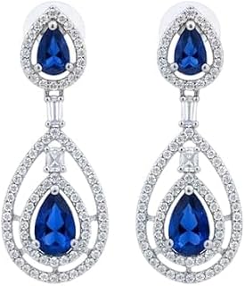 SHREEPRADA Teardrop Crystal Dangle Earrings for Women – Colorful Diamond-Look Long Drop Earrings, Elegant Statement Jewell... Price In India