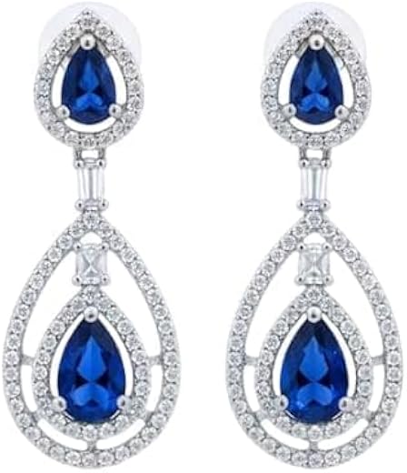 SHREEPRADA Teardrop Crystal Dangle Earrings for Women – Colorful Diamond-Look Long Drop Earrings, Elegant Statement Jewell...