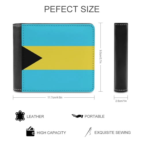 Bahamas Flag Sea Blue Fashionable Single-sided Leather Wallet And Portable Wallet2