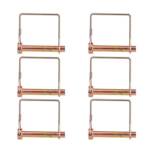 6PCS Heavy Duty PTO and Hitch Lynch Square Pins, Clip and Cast Iron Pull Ring &amp; Positioning Pin for Trucks, Tractors, Hand Carts, Towing Mowing,Lawn Mowers &amp; Trailers(5/16’’ *2-1/2’’)