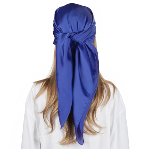RIIQIICHY Foulard Femme Bleu 90x90cm Echarpe Femme Été Printemps Élégant Polyvalent