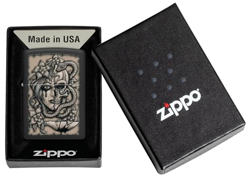 Image of Zippo Gory Tattoo Design, Black Matte, PPocket Fuel Refillable Windproof Lighter, BIS Certified