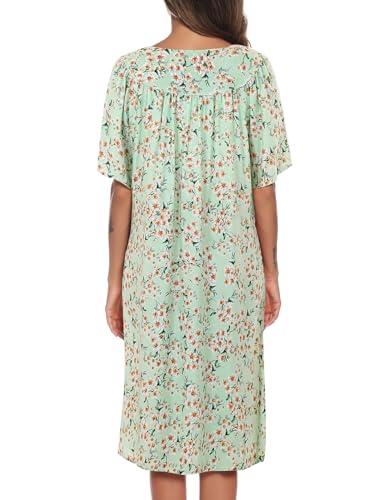 Image of COSUNIONY House Dresses for Women Cotton Short Sleeve House Coat Buttons Down Dusters Robe with Pockets S-XXL