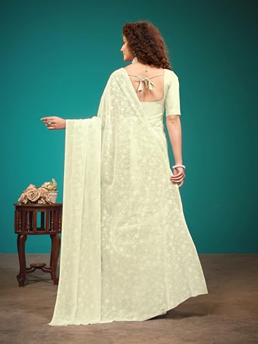 Image of Garden Vareli Viscose Brasso Floral Print Saree