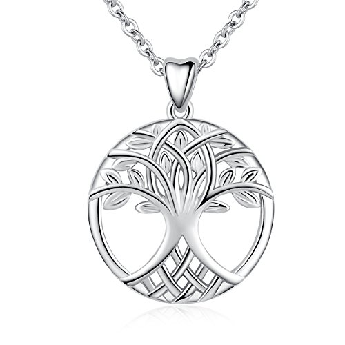 AEONSLOVE Collar Mujer Árbol de la Vida Yggdrasil Colgante Plata de Ley 925 con Cadena 46CM Joyería Céltica