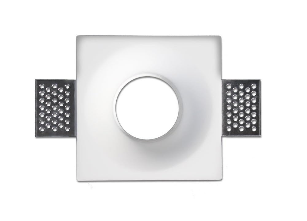10 Pezzi Portafaretto da incasso quadrato in gesso a scomparsa, compatibile con faretti GU10, senza vetro, foro incasso Ø105mm, design moderno per cartongesso (10)