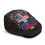 Dremagia 250th Anniversary Flat Cap for Men, American Flag Cross & Fireworks Adjustable Newsboy Hat for 4th of July Family Parade, Breathable Patriotic Cabbie Driving Cap, for Dad Grandpa
