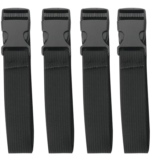 CHENJIN 4PCS Adjustable Buckle Nylon Strap 1x47 inch with Quick Release Buckle Multi Functional Waist Pack Carabiner Strap for Camera Camping Supplies Luggage Oven Grill Kayak Mounting Strap Black
