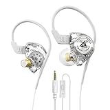 Yeabomy Wired Gaming Earbuds, Ak3file in Ear Monitors, Deep Bass Sound Wired Earbuds, HiFi in Ear Headphones with 1DD 10mm Dynamic Driver, IEM for Music Gaming Video Calling (White)