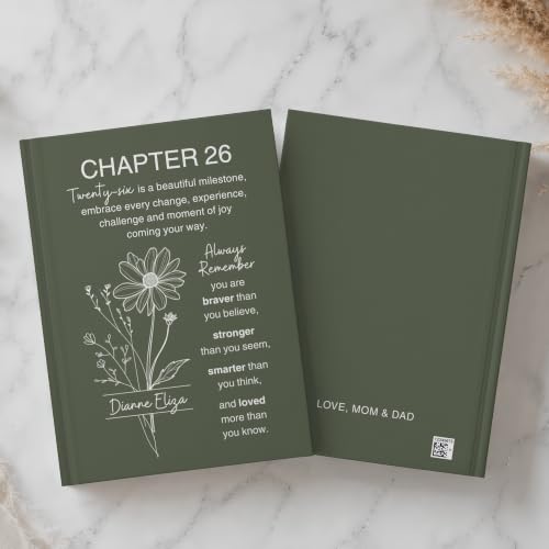 Personalized 26th Birthday Journal for Women, Custom Name Birth Flower Notebook, Hardcover Floral Writing Diary, Matte Lined Journal Gift for Daughter, Granddaughter, Niece, Sister or Best Friend - ABDAY26_1 - Image 2