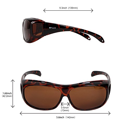 Freeprint Polarized Solar Shield Fit Over Glasses Driving, Leopard, Size No Size