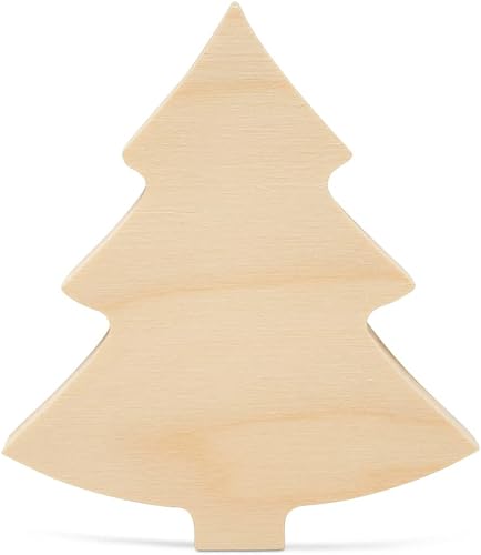 Árbol de Navidad grueso de 4 pulgadas, paquete de 10 decoraciones de Navidad de madera, recortes en forma de pino para aula y decoración de