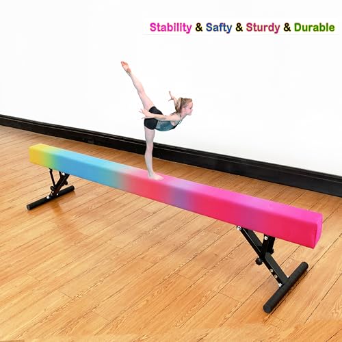 MARFULA Adjustable Balance Beam 8 ft Gymnastic Beam Adjustable Height for Kids and Teenage of All Gymnastic Levels, Gymnastic Training Beam Gymnastic Equipment for Athlete Home and Gym Club Use