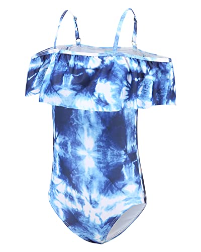 Aisyee Older Girls Swimming Costume Kids One Piece Swimsuit Girls Swimwear 13-14 Years Denim Blue
