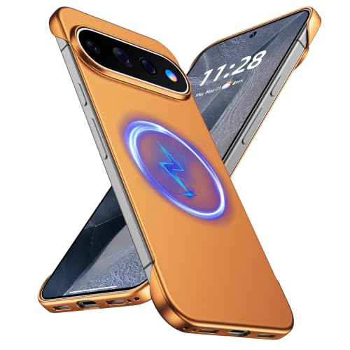 GRECAZO Google Pixel 11 Pro�p�}�O�l�b�g���t���[�����X�P�[�X�A�I�����W | Pixelsnap�A���^���b�N�y�C���g�n�[�hPC�A�����^�y�ʃX�����t�B�b�g�~�j�}���X�g�A16cm�A�v�������O�A�������[�h�ɑΉ��B