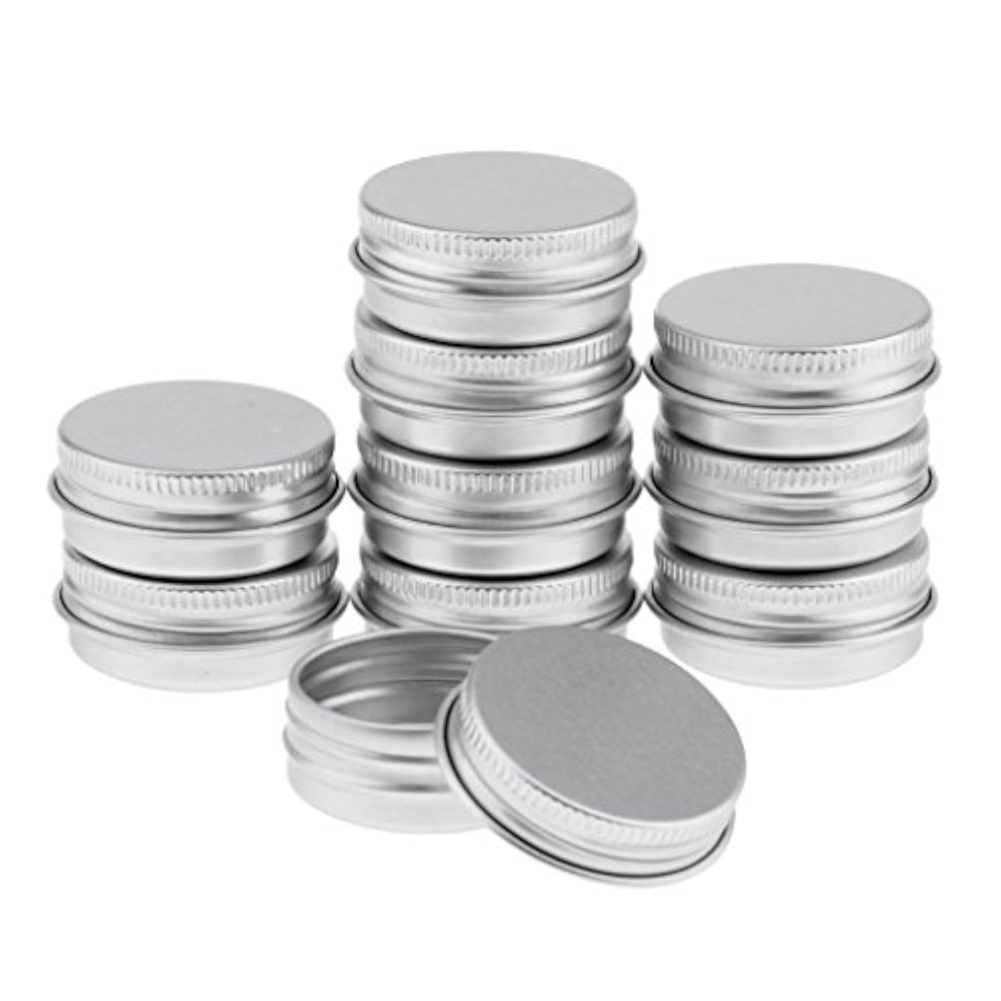 1/2-Ounce Screw Top Flat Aluminum Silver Slide Round Tin Containers for Lip Balm