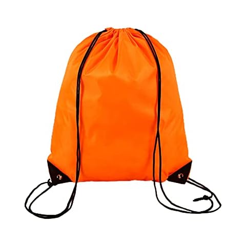 Wilitto Drawstring Bag Backpck, Waterproof String Swim Bag Sport Gym Sack Large Drawstring Sport Backpack with Outside Zipper Pocket for Gym Swim Travel School Orange Cover