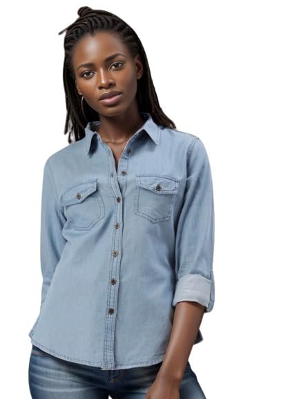 Image of Wingzss Branded Denim Shirt IDenim Delight Elevate Your Look