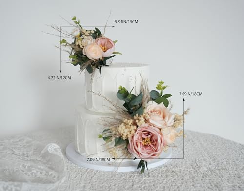 Set de dos toppers florales para pastel de boda miniatura 6