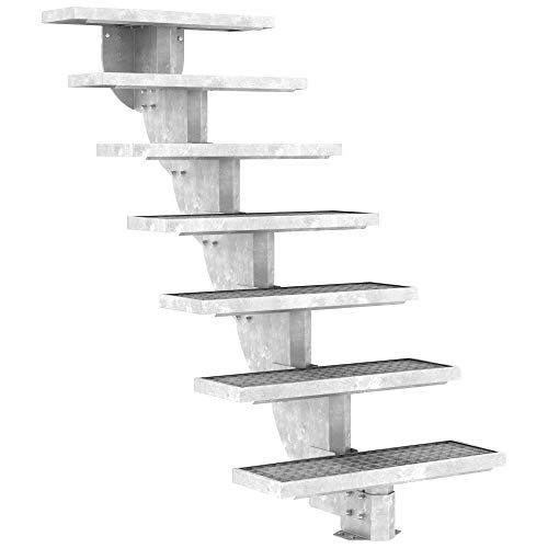 DOLLE Außentreppe Gardenstep mit 7 Stufen Höhe 129,5-157,5 cm Gitterroststufen 80 cm