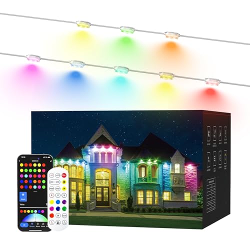 Permanent Outdoor Lights, 100ft Smart RGB Christmas Lights, 72 LED Eaves Lights with 54 Scene Mode, IP67 Waterproof Outdoor Lights for Christmas Decorations, Daily Lighting, APP Voice Remote Control Permanent Outdoor Lights, 100ft Smart RGB Christmas Lights, 72 LED Eaves Lights with 54 Scene Mode, IP67 Waterproof Outdoor Lights for Christmas Decorations, Daily Lighting, APP Voice Remote Control