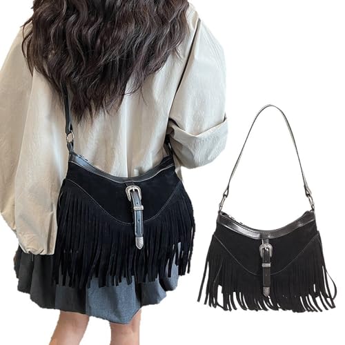 Sac en faux daim à franges robuste et léger pour sublimer un look basique