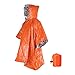 chiwanji d'urgence Survie Pluie Poncho Réutilisables Mylar Thermique Couverture Poncho Toute L'épreuve des Intempéries en Plein Air Camping Randonnée Pêche - Orange Argent Sac