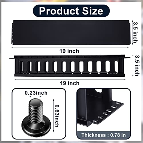 Image of Taiyin 4 Pcs 2u 19 Inch Horizontal Cable Management Panel, 12 Slot Rack Cable Organizer with Removable Cover for Server & Network Rack