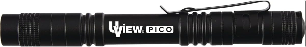 UView EW42085 PICO UV Leak Detection Light, Compact Design, High Luminosity, 395nm Wavelength, Fixed Beam Focus, Durable Aluminum Alloy, Water-Resistant, Pocket Clip, AAA Battery Operated