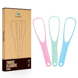 Tongue Scraper Cleaner Natural Eco Fiber Material 100% BPA Free Tongue Scrapers for Oral Care & Hygiene – 3 Count