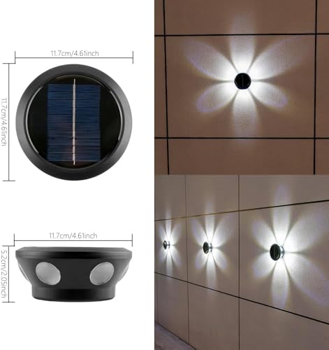 Image of Solar Lights, Ambiance Lights,wall Light, Decorative Light Downlights Dusk to Dawn Solar Wall Light Outdoor IP65 Waterproof for Backyard Walls, Hotels, Staircases,Park Floors (White-6LED-2Packs)