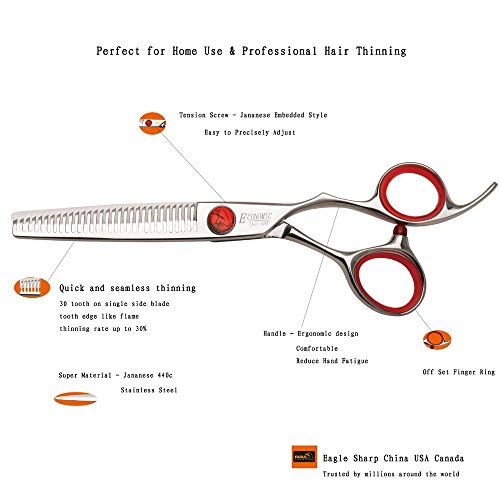Professional 6.0-Inch Shears Cutting &Thinning Scissors Kit Convex Edge Hairdressing Scissors Set 440C Steel Stainless Japanese Process With Free Fine Orange Leather Case #TOP2