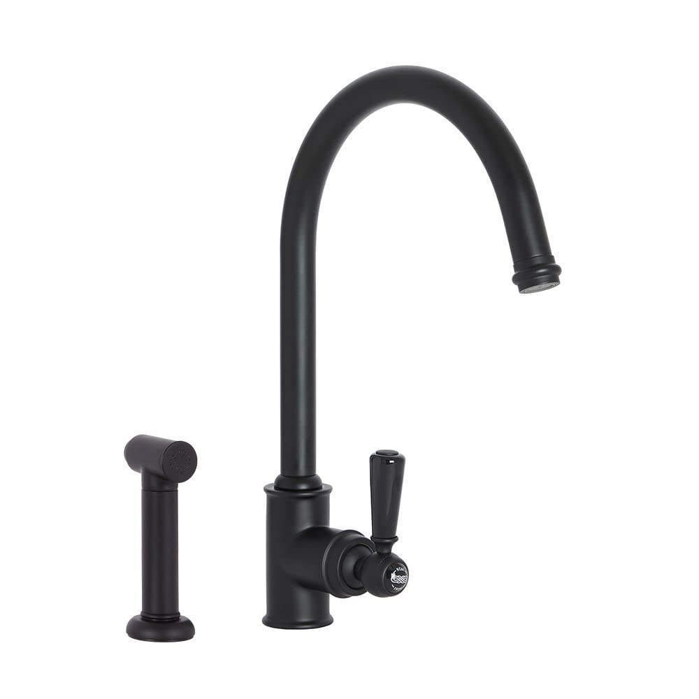 Milano Elizabeth Lever Handle Kitchen Sink Mixer Tap Swivel Spout Spray - Black