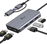 USB 3.0 à double HDMI Station d'arrimage pour Windows & macOS, USB C/USB 3.0 Adaptateur Ordinateur portable station d'accueil Dual Monitor HDMI Splitter pour MacBook Pro/Air/M1/M2/Mac, USB C Hub pour Dell/HP/Lenovo/Surface
